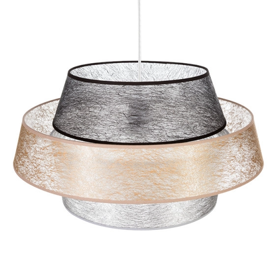 Wisząca lampa loftowa NEVOA 150089104 okrągła zwis abażurowy srebrny złoty