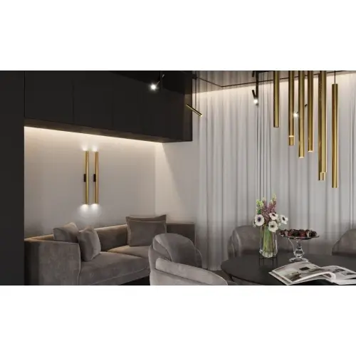 Kinkiet lampa ścienna AKADI 0141 tuba przyścienna metalowa biała złota