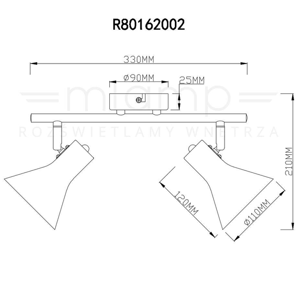 LAMPA sufitowa NINA R80162002 RL Light reflektorowa OPRAWA ścienna listwa loft czarna