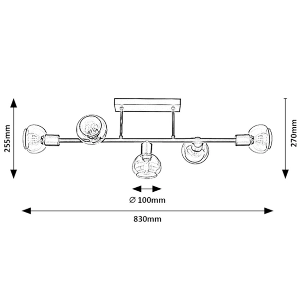 Czarna lampa sufitowa Sullivan 3296 szklane molekuły do przedpokoju