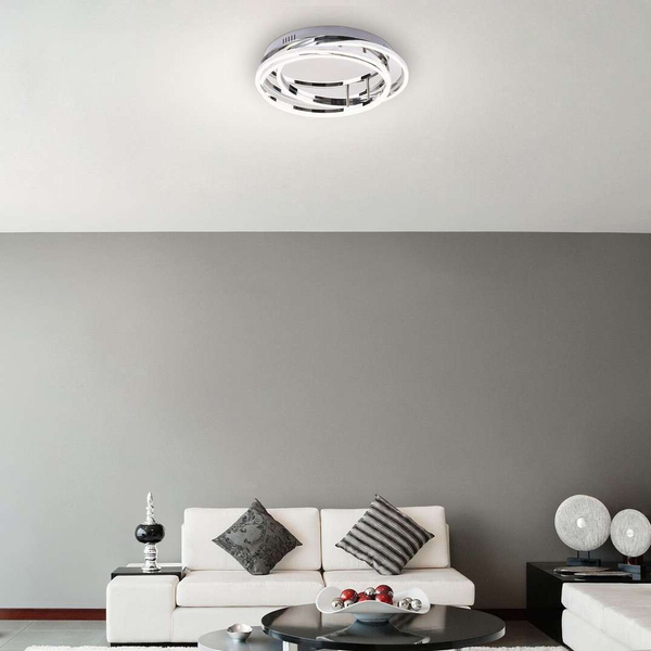 LAMPA sufitowa SELENA 2183 Rabalux okrągła OPRAWA metalowy plafon LED 40W 4000K pierścienie rings chrom