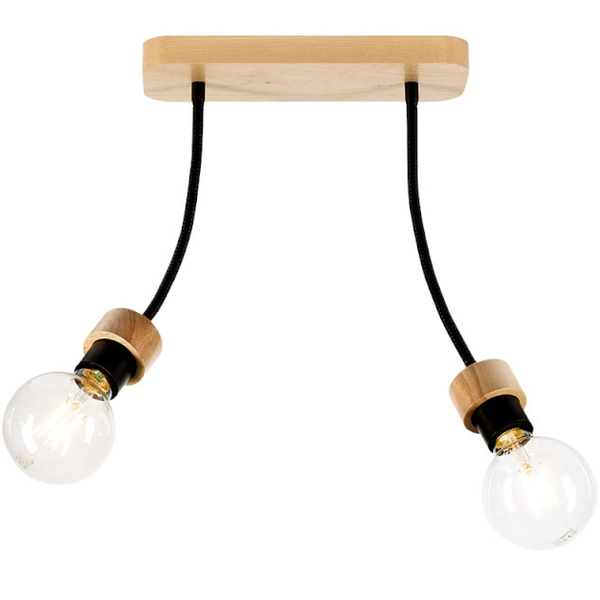 Loftowa lampa sufitowa ALLUMER FLEX 5414274 metalowa peszle czarne drewno