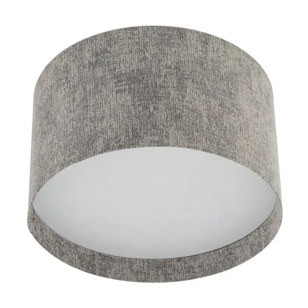 Tkaninowa lampa sufitowa LAGO 11679 do sypialni okrągła szara