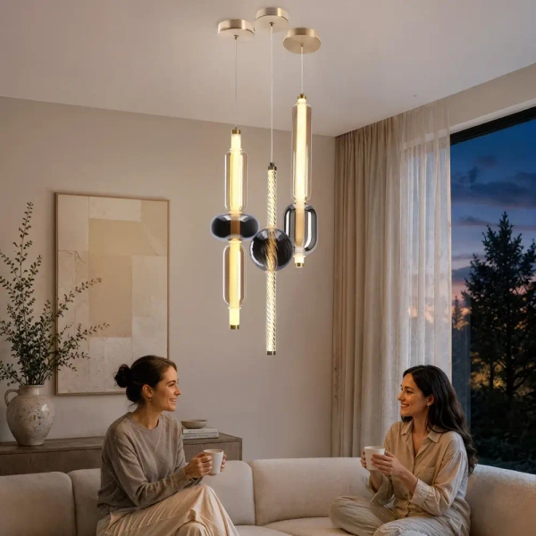 Wisząca lampa szklana KELLY złota przydymiona 31-54531 3xLED 8W 2700K na stół