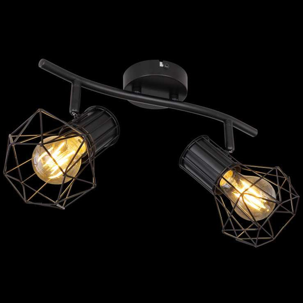 Industrialna LAMPA sufitowa PRISKA 54017-2 Globo metalowa OPRAWA plafon druciane klatki regulowane czarne