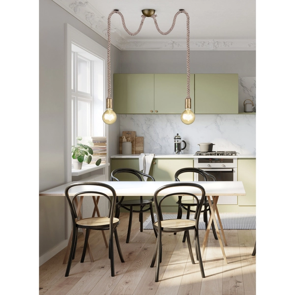 LAMPA wisząca ROPE 310100204 Trio metalowa OPRAWA marynistyczne liny patyna beżowe