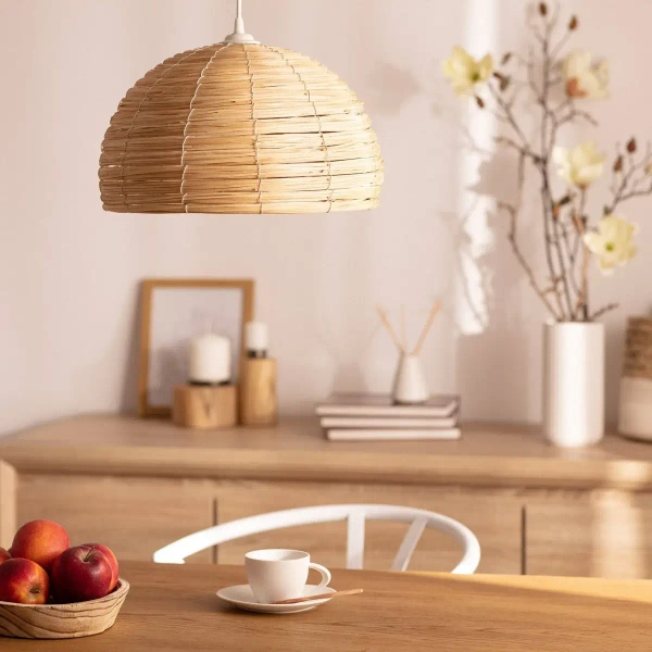 Kopułowa lampa wisząca Napoli ABR-LWB55-NP. do jadalni boho drewniana