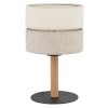 Stołowa nocna lampka Eco 5596 lniany abażur sosna beżowy czarny