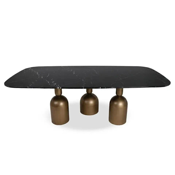 Prostokątny stół RINGO MM001501100393 czarny złoty dekor marmuru 240x120cm