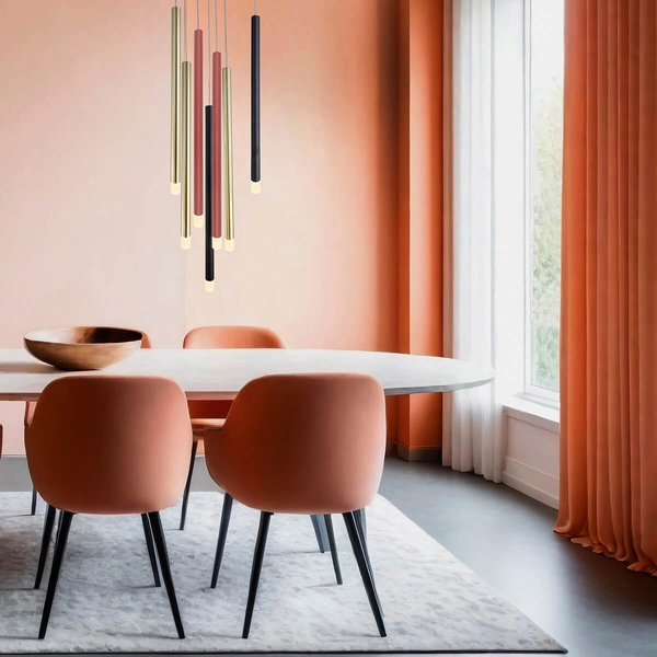 Lampa wisząca kaskadowa Lungo LP-894/7P MIXED sople metalowa złota