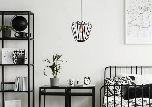 Wisząca lampa druciana Jonas 31-78483 Candellux klatka loft czarna