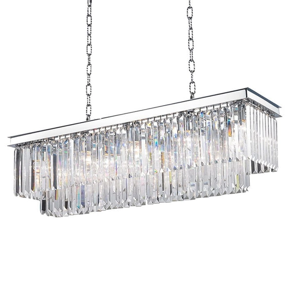 Prostokątna lampa wisząca CGHERERECTCH kryształowa chrom