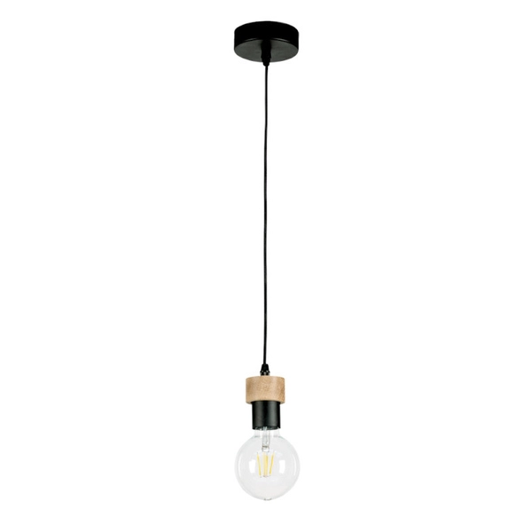 Zwisowa lampa CLARTE 3271104 metalowa loftowy zwis drewno czarny