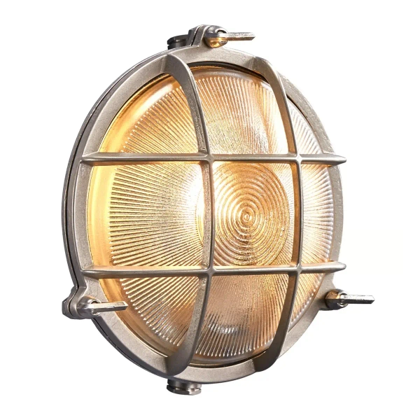 Okrągła lampa ścienna szklana POLPERRO 49021055 na taras IP64 nikiel