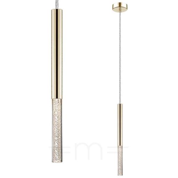 Wisząca lampa ONE P0461-01E-F7F7 sopel LED 5W 3000K tuba metalowa złota