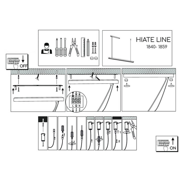 Lampa wisząca podłużna Hiate 1848 Shilo LED 24W 3000K listwa czarna
