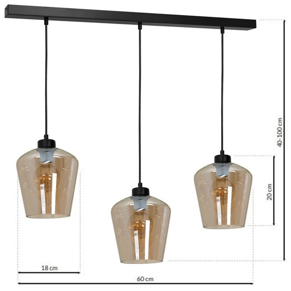 Skandynawska LAMPA wisząca SANTIAGO MLP6610 Milagro szklana OPRAWA loftowy ZWIS kaskada czarna bursztynowa