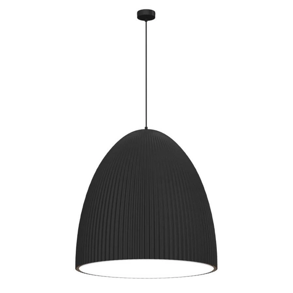 Metalowa lampa salonowa Gandra 5027+5055 Shilo półokrągła wisząca karbowana czarna