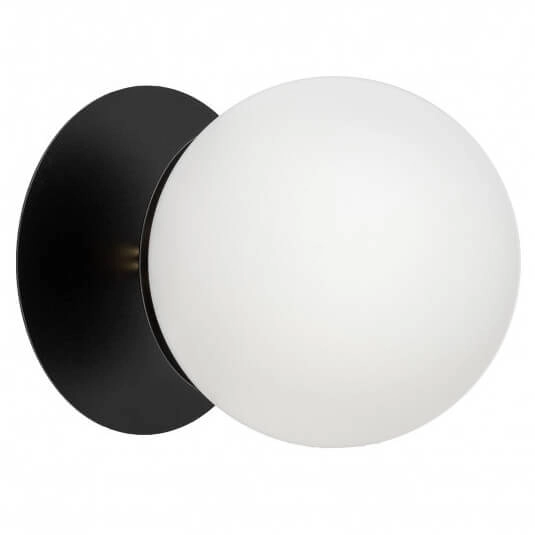Naścienna lampa kulista Plaat PLC12300 okrągła biała czarna mosiądz