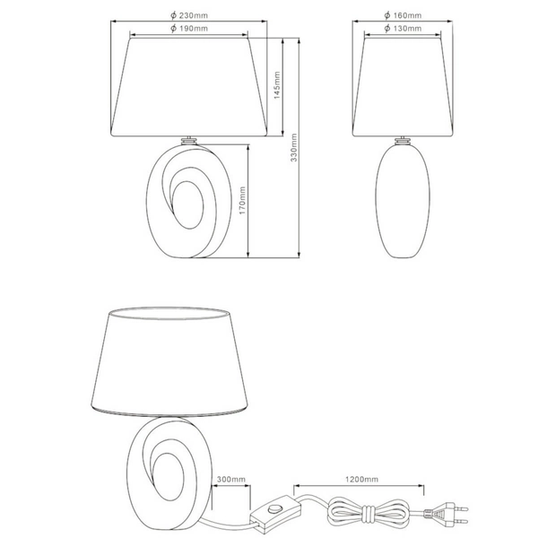 Biała lampka do sypialni Taba R50511089 abażurowa lampka na stolik