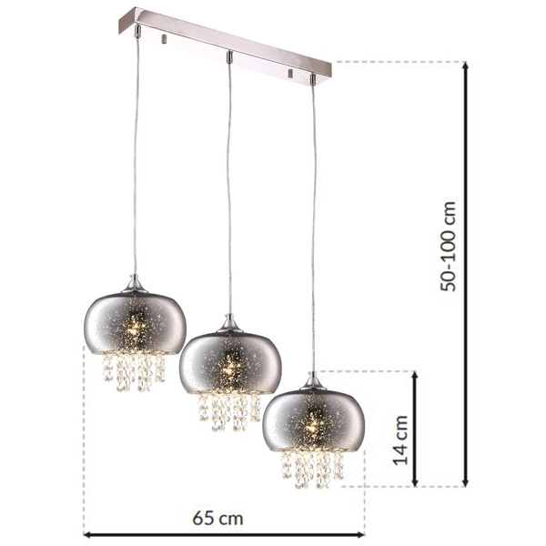 LAMPA wisząca STARLIGHT ML3787 Milagro metalowa OPRAWA listwa ZWIS z kryształkami kaskada glamour crystal chrom