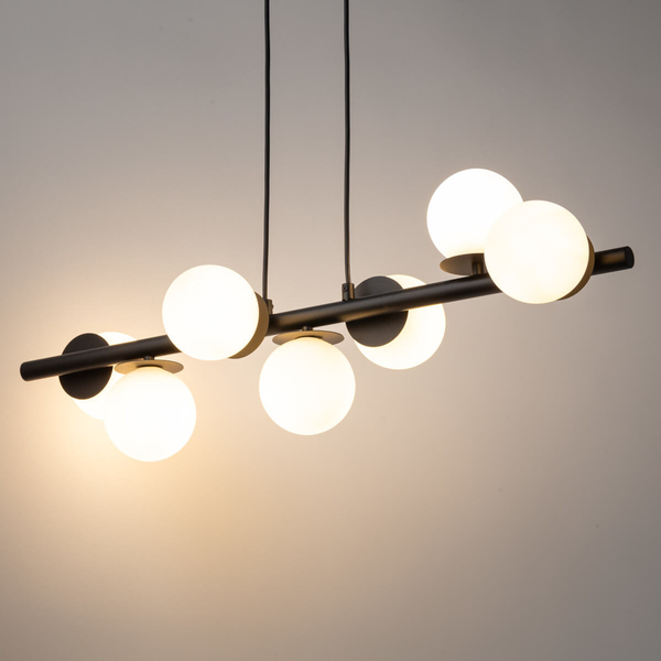 Zwieszana lampa do salonu Avola 40788 Sigma kulki czarna biała