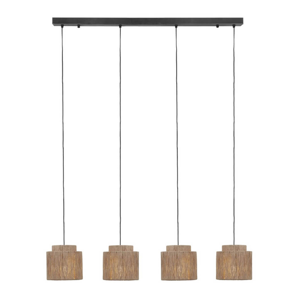 Wielopunktowa lampa wisząca SMILLA 366800436 boho z juty beżowa czarna