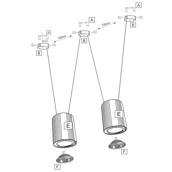 LAMPA wisząca VIWIN 9021 Shilo tuby OPRAWA metalowy zwis czarne