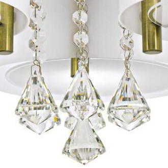 Abażurowa LAMPA sufitowa DRS8006/3 21QG Elem glamour OPRAWA z kryształkami do jadalni biała mosiądz