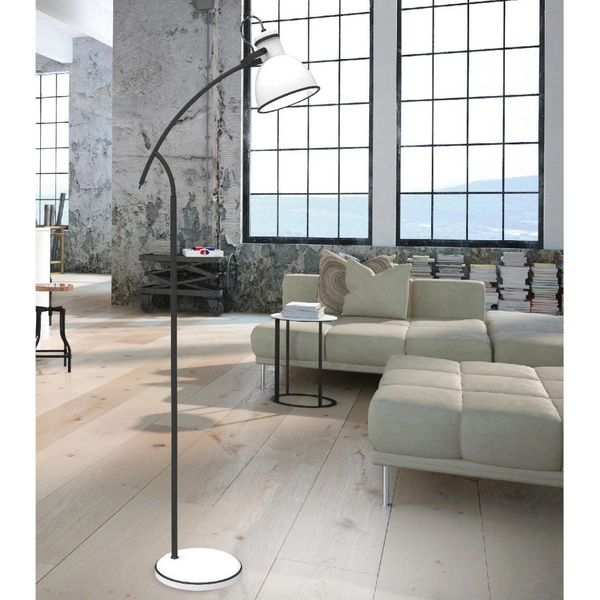 Lampa podłogowa ZUMBA 51-72108 retro reflektorek regulowany biały czarny