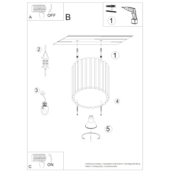 Sufitowa lampa ryflowana AURA SL.1789 tubka metalowa beżowa
