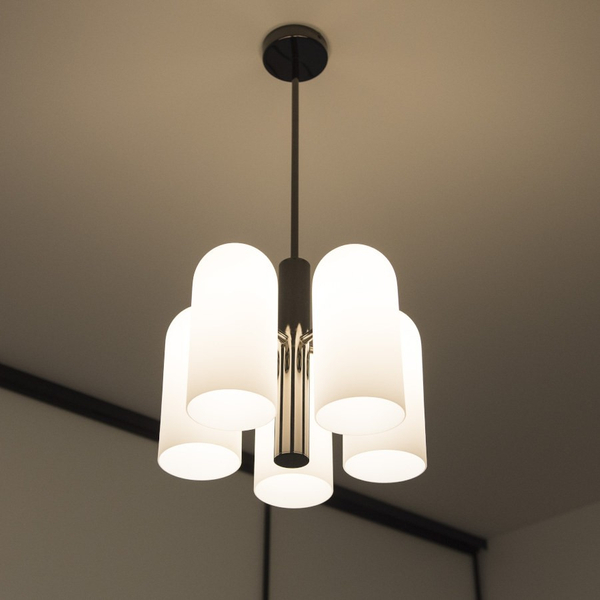 Modernistyczna LAMPA wisząca SEOUL P05759BK Cosmolight szklany zwis do jadalni czarny biały