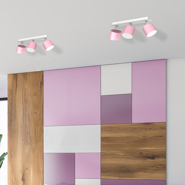Regulowana lampa sufitowa Dixie reflektorki różowe białe