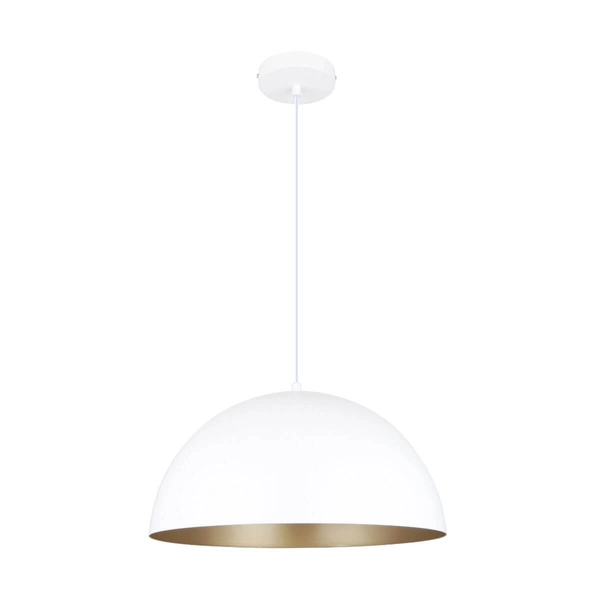Kuchenna lampa wisząca Vela metalowa kopuła biała złota