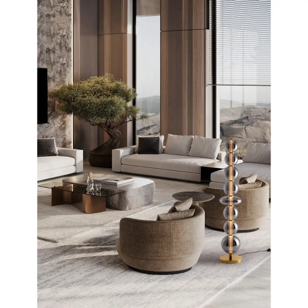 Dotykowa lampa ścienna BRIVANO LE45144 37W LED 3000K kule balls szary złoty