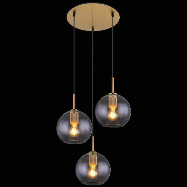 Wisząca LAMPA kaskada ADARA 15462H1 Globo szklana OPRAWA loftowy ZWIS kule balls przezroczyste mosiądz