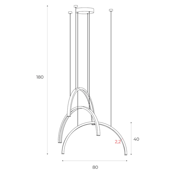 Metalowa lampa zwieszana Trioarc P0508 LED 63W 3000K czarny połysk