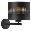 Ażurowy kinkiet tuba Tago 3210 TK Lighting okrągła z tkaniny czarna złota