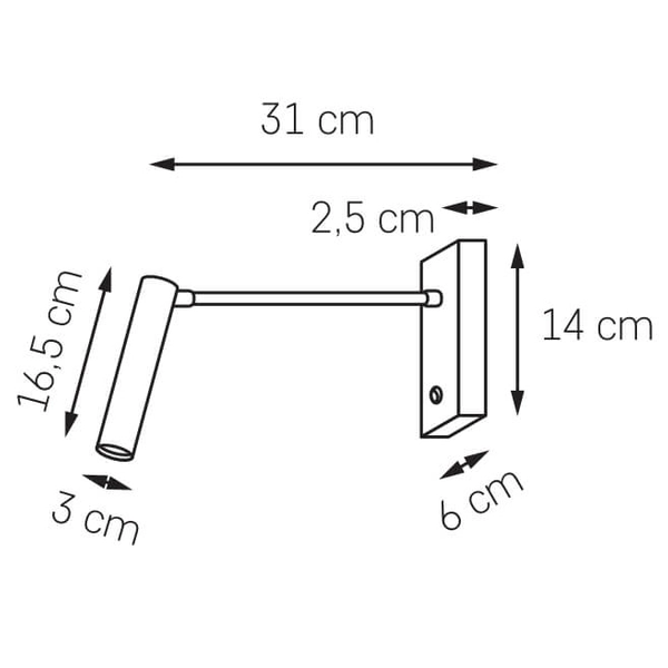 Kinkiet ścienny Roll 50926101 Kaspa LED 4,2W 3000K tuba z włącznikiem biała