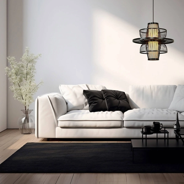 Ratanowa lampa wisząca Astra LP-3110/1P BK japandi boho czarna