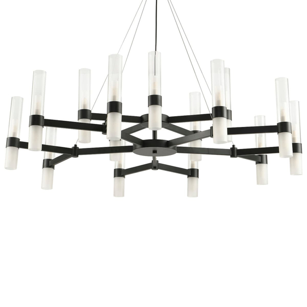 Żyrandol wielopunktowy tuby Candela DN1505-15 black Step szklany czarny