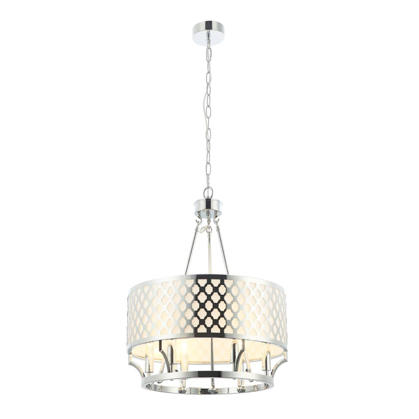 LAMPA wisząca Verno Cromo Orlicki Design metalowa OPRAWA ażurowy zwis chrom kremowy