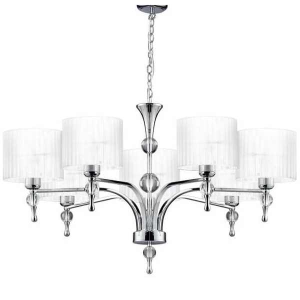 7-ramienna lampa wisząca Impress do salonu biała chrom