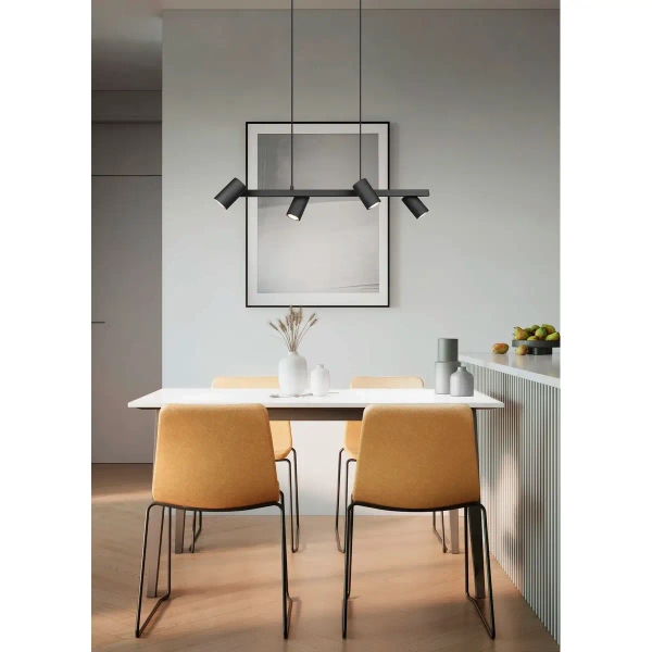 Wisząca tuba MARLEY 302400432 czarna 4xGU10 z regulacją do salonu