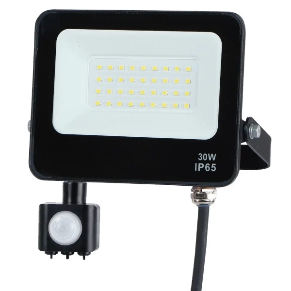 Garażowy halogen EKN1626 LED 30W 4000K PIR prostokątny IP65 czarny