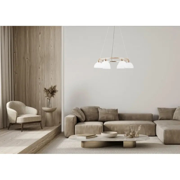Wisząca lampa szklana Montiela PND-34374-6-HBR LED 180W 3000K złoty biały