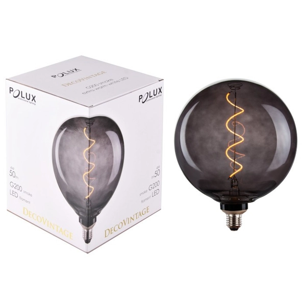 Przydymiona żarówka dekoracyjna DecoVintage 317780 Polux G200 LED E27 bańka 4W 50lm 230V biała ciepła