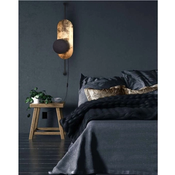 LAMPA ścienna WHEEL LUX 8430 Nowodvorski drewniana OPRAWA kinkiet dysk czarny złoty