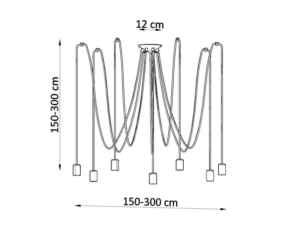 LAMPA wisząca SL.0372 industrialna OPRAWA pająk ZWIS ośmiornica przewody loft czarne