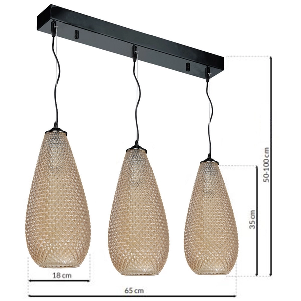 Loftowa LAMPA wisząca PETRA ML5483 Milagro szklana OPRAWA glamour zwis krople łezki czarny bursztynowy